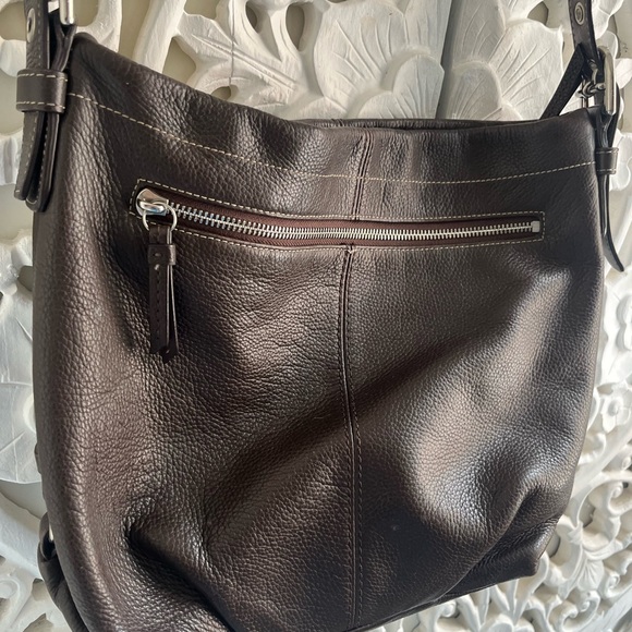 Coach Brown Pebbled Leather Crossbody Bag Adjustable Strap - Picture 2 of 9